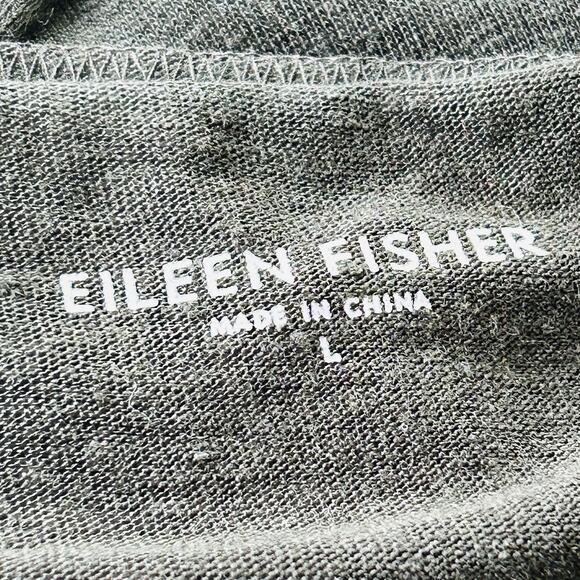 Eileen Fisher Linen V Neck Top Womens Large Black Beaded Goth Quiet Luxury Chic - Picture 12 of 15